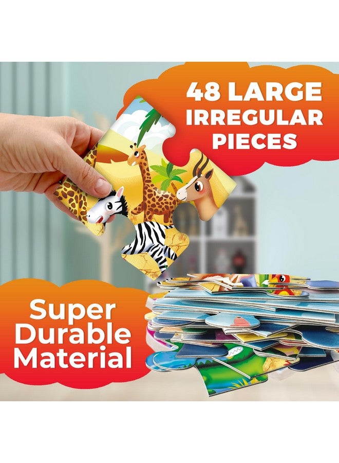 كوكا ألغاز أرضية عملاقة من QUOKKA للأطفال من سن 3 إلى 5 سنوات - ألغاز مكونة من 48 قطعة بمقاس 2 × 3 أقدام للأطفال من سن 4 إلى 8 سنوات - ألعاب تعليمية على ألغاز كبيرة للأولاد والبنات من سن 3 إلى 5 سنوات - أنشطة هدايا ألعاب أفريقيا - Image 3