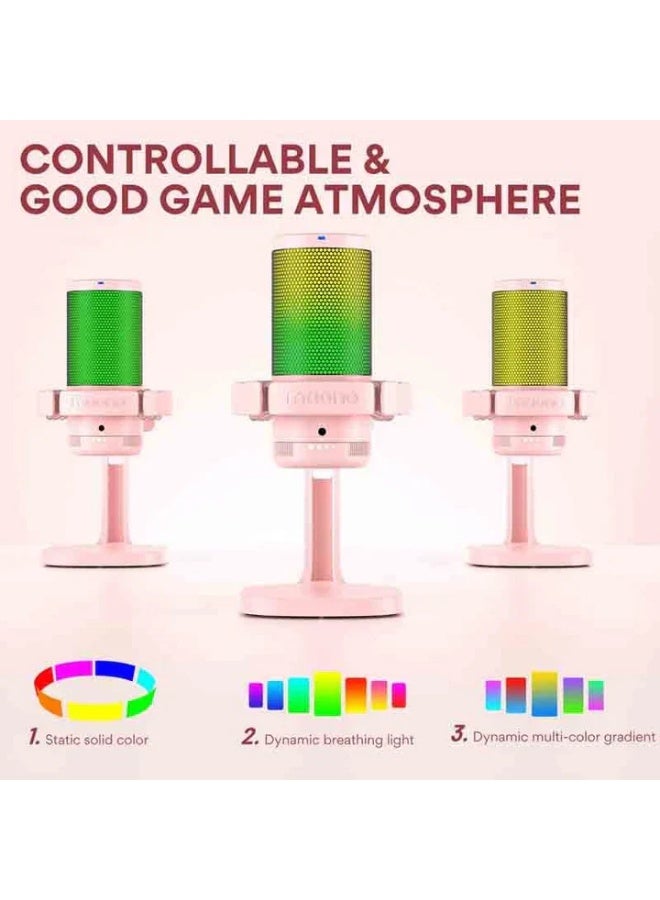 ماونو Maonocaster DM20 Gamer Wave Condenser USB Gaming RGB Microphone - Pink - Image 3