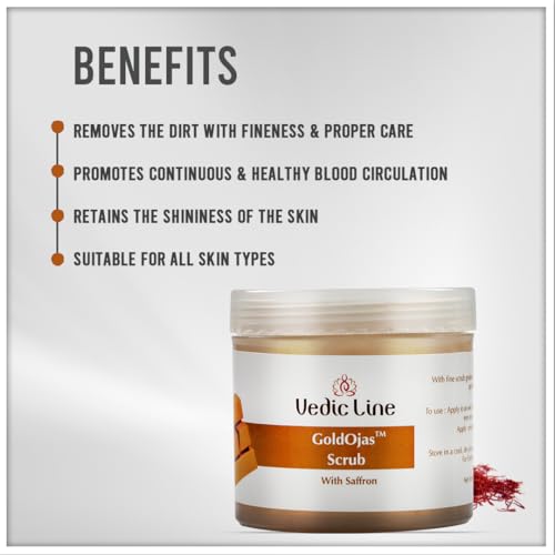 Vedic Line Gold Ojas Scrub, Reduce Dead Skin Cells,Clogged Pores & Blackheads With Saffron For Glowing And Refreshing Skin,100Ml - Image 2
