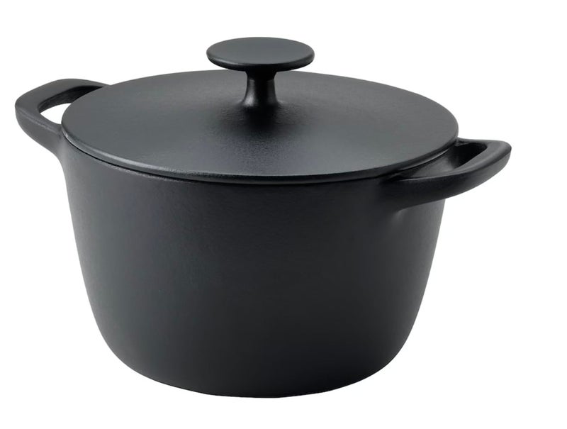 MARIAS KOMMERCE MARIAS KOMMERCE VARDAGENPot with lid Enamelled cast Iron mattBlack 3 l 32 qt  - Image 1