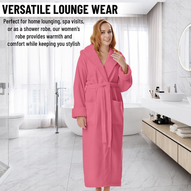 KAHAF COLLECTION Cotton Terry Robes for Women and Men, Terry Shawl Collar Bathrobe, ONE SIZE - UNISEX Men & Women Spa Robe (Cotton, Light Pink) - Image 3