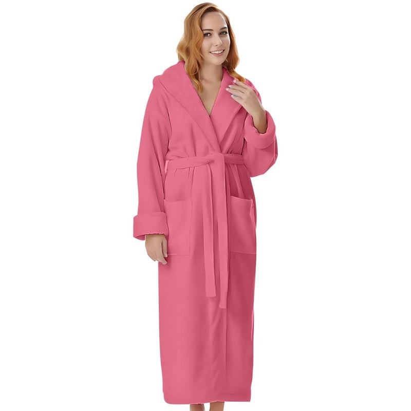 KAHAF COLLECTION Cotton Terry Robes for Women and Men, Terry Shawl Collar Bathrobe, ONE SIZE - UNISEX Men & Women Spa Robe (Cotton, Light Pink) - Image 1