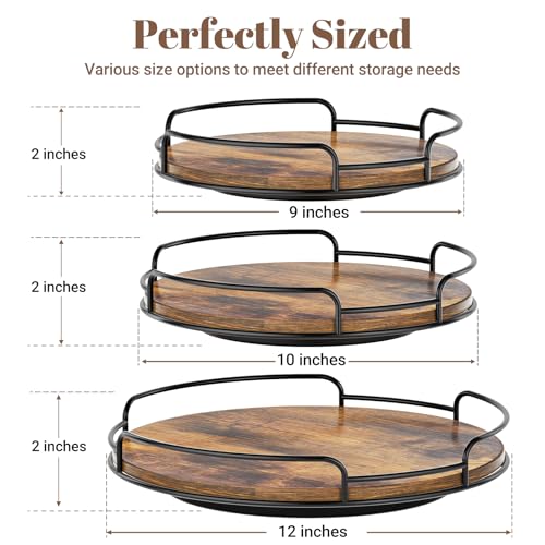 WOWBOX 9" Lazy Susan Organizer for Table Top Rotating Spice Rack Organizations Wood Lazy Susan Turntable Organizer for Cabinet Kitchen Pantry Countertop Bathroom Vanity - Image 2