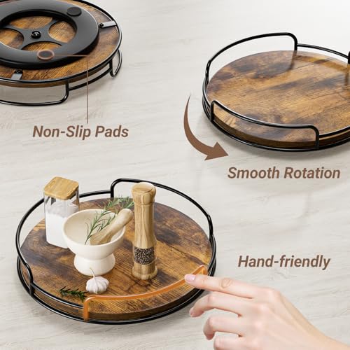 WOWBOX 9" Lazy Susan Organizer for Table Top Rotating Spice Rack Organizations Wood Lazy Susan Turntable Organizer for Cabinet Kitchen Pantry Countertop Bathroom Vanity - Image 5