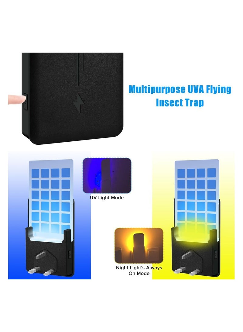 Generic Indoor Plug-in Mosquito Killer,Flying Insect Trap for Flies, Fruit Flies, Moths & Gnats, UV Attractant Catcher & with Adjustable Brightness Night Light(2 Device + 10Pcs Adhesive Cards)  - Image 3