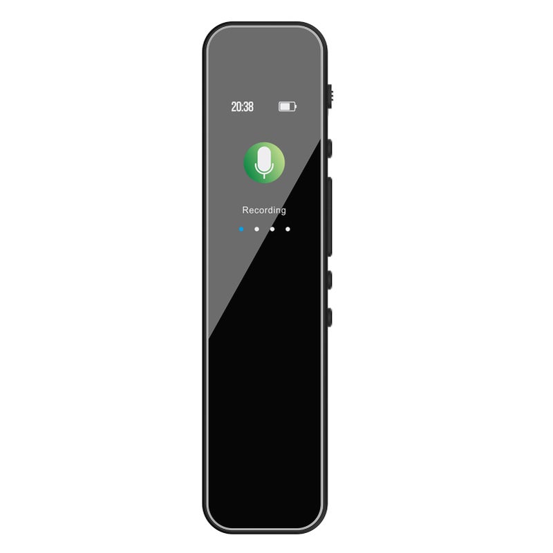 سجل صوت رقمي بسعة 64 جيجابايت مع تسجيل صوت مفعل تلقائيًا وتقليل الضوضاء مع تشغيل عكسي ومشغل موسيقى MP3، جهاز يمكنه تخزين ملفات تسجيل لمدة 280 ساعة مع دعم كلمة المرور للدورات والاجتماعات والفصول الدراسية والمقابلات - Image 1
