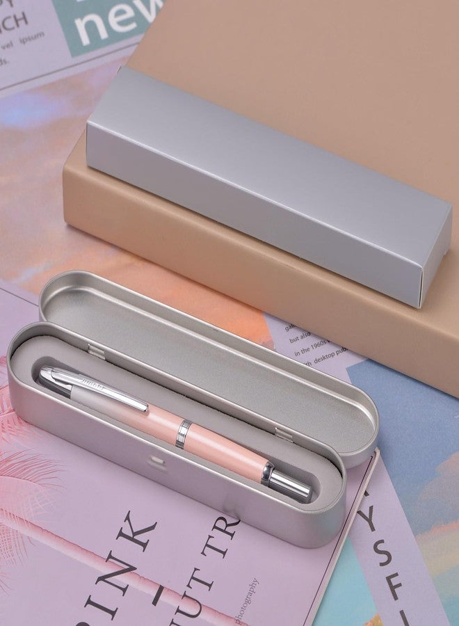 Wikult Jinhao 10 Press Fountain Pen with Box, Gradient Peach Pink Retractable Fine Nib with Ink Converter Set (Silver Clip) - Image 4