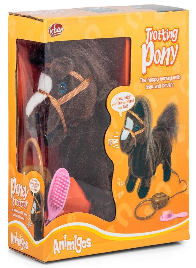Tobar: Animigos Trotting Pony - Brown - Cuddly Animated Plush Pet, Trots-Neighs-Flicks Its Tail, Brush & Lead, Fun Interactive Toy, Toddlers-Kid 18Mo+ - Image 2