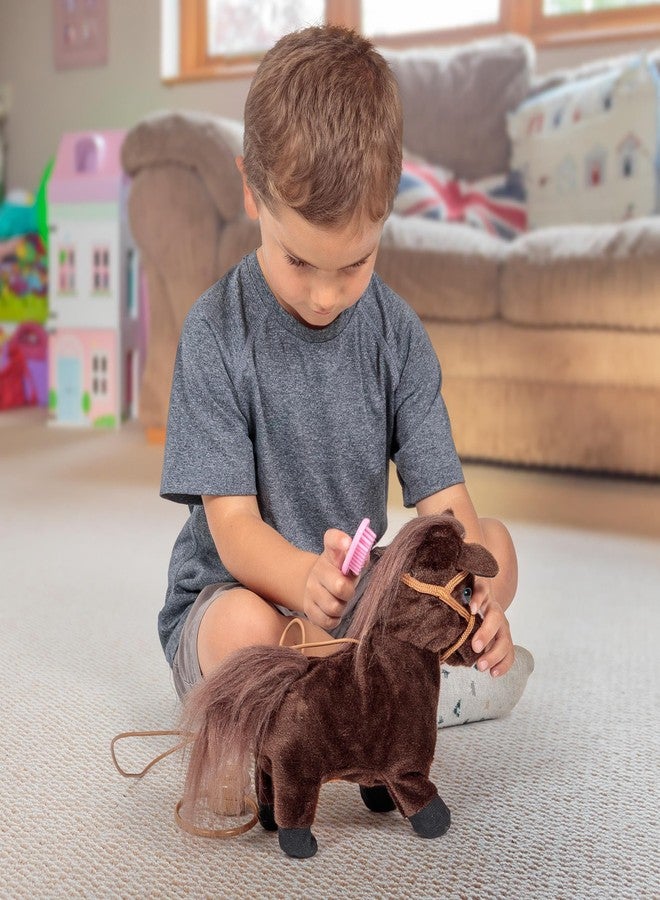 Tobar: Animigos Trotting Pony - Brown - Cuddly Animated Plush Pet, Trots-Neighs-Flicks Its Tail, Brush & Lead, Fun Interactive Toy, Toddlers-Kid 18Mo+ - Image 5