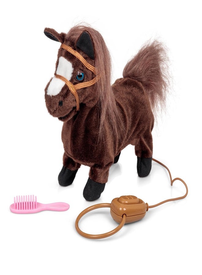 Tobar: Animigos Trotting Pony - Brown - Cuddly Animated Plush Pet, Trots-Neighs-Flicks Its Tail, Brush & Lead, Fun Interactive Toy, Toddlers-Kid 18Mo+ - Image 1
