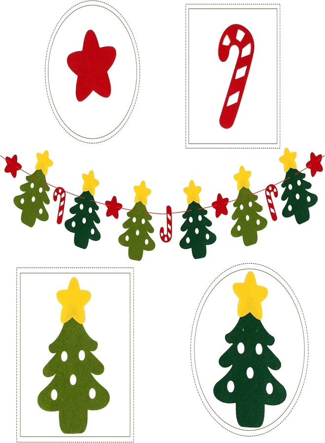 Moira Christmas Tree Candy Cane & Stars Bunting Banner for Home Door Mantle Decoration, 300 cm - Image 4