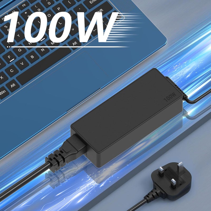 شاحن جهاز الكمبيوتر المحمول سريع بقوة 100 واط ومنفذ USB C، متوافق مع أجهزة Lenovo، HP، Dell، Asus، وجميع الأجهزة التي تدعم منفذ USB-C، يدعم شحن بقوات 100 واط، 96 واط، 90 واط، 87 واط، 65 واط، 45 واط، 30 واط. - Image 3