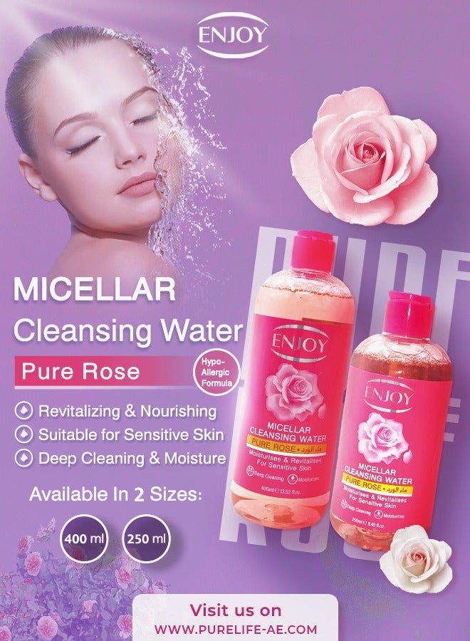 ENJOY "Enjoy Rose Micellar Water – Gentle & Hydrating Facial Cleanser, 400ml"  - Image 2
