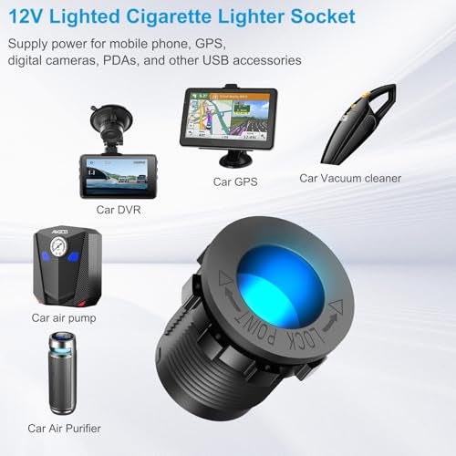 Hapytrip 4 in 1-12V USB Outlet RV Accessories Marine Switch Panel Plug, PD3.0 and Dual QC3.0 Car USB Port Aluminum Charger, Lighted 150W Cigarette Lighter Socket, Blue LED Voltmeter and Toggle Switch DIY Kit - Image 3