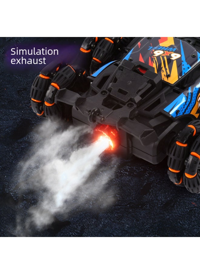 Children's Six-wheel Swing Arm High-speed Drift Off-road Vehicle Six-drive Special Deformation Spray Climbing Bucket Remote Control Car Toy-Color:[X24 Blue] Spray Racing Stunt Light Sound Single Control-Proportion:Double Electric-with Remote Control Battery Charging Line Screwdriver  - Image 4