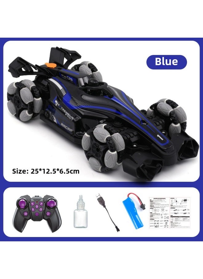 Children's Six-wheel Swing Arm High-speed Drift Off-road Vehicle Six-drive Special Deformation Spray Climbing Bucket Remote Control Car Toy-Color:[X24 Blue] Spray Racing Stunt Light Sound Single Control-Proportion:Double Electric-with Remote Control Battery Charging Line Screwdriver  - Image 1