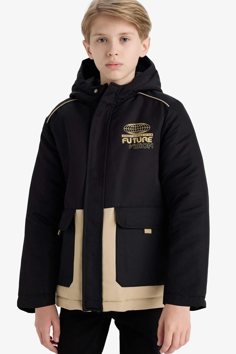 DeFacto Boy Hooded Zippered Waterproof Puffer Jacket - Image 1