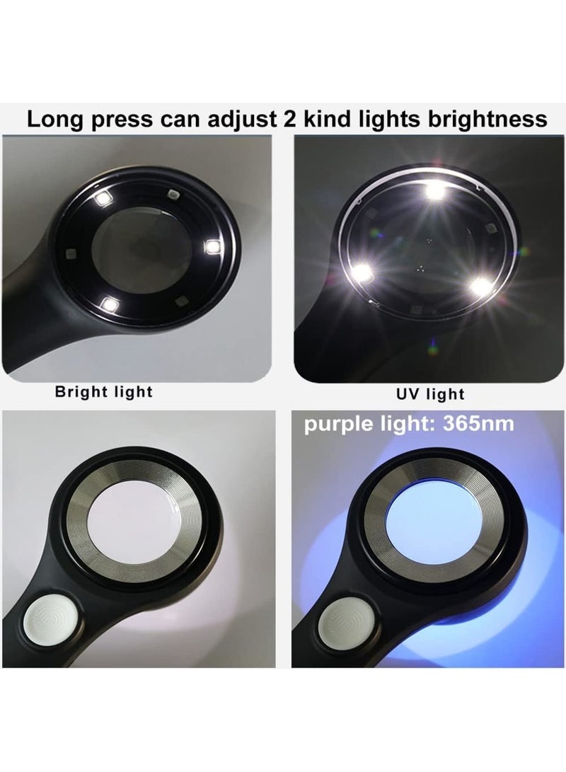 SYOSI Handheld Jewelers Loupe with Scale, Multi-Function 10X USB Rechargeable Coin Magnifier with UV Light and LED Light, Magnifying Glass Loop with Touch Brightness Adjustable Light for Jewelry Diamonds - Image 3