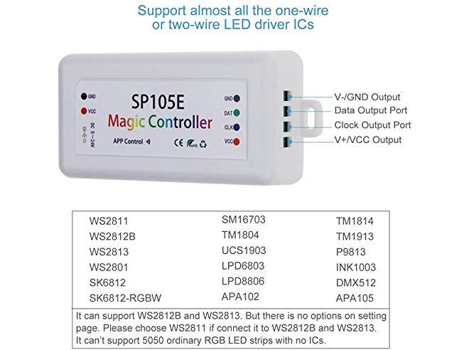 protium SP105E Bluetooth Controller iOS/Android P for WS2811 WS2812B WS2815 WS2813 WS2801 SK6812 WS2815 SK9822 A102 etc LED Strip Pixel Module Panel Light - Image 3
