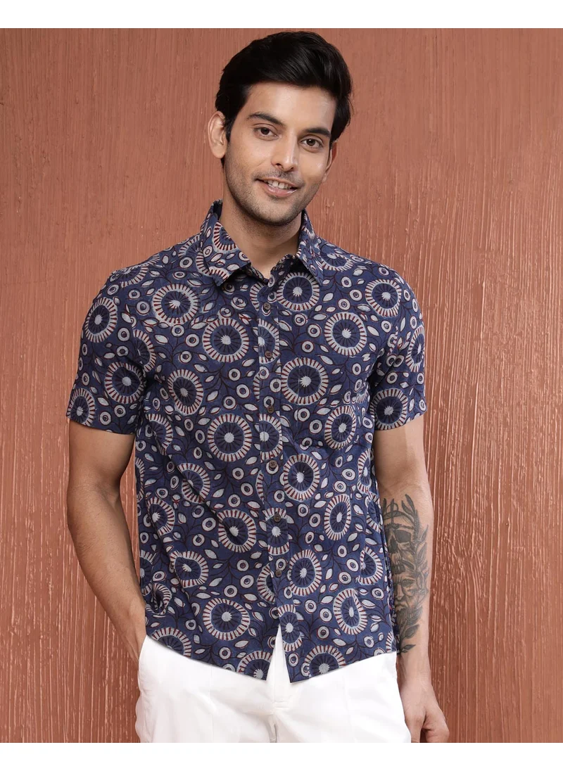 Fabindia Indigo Cotton Bagh Printed Shirt