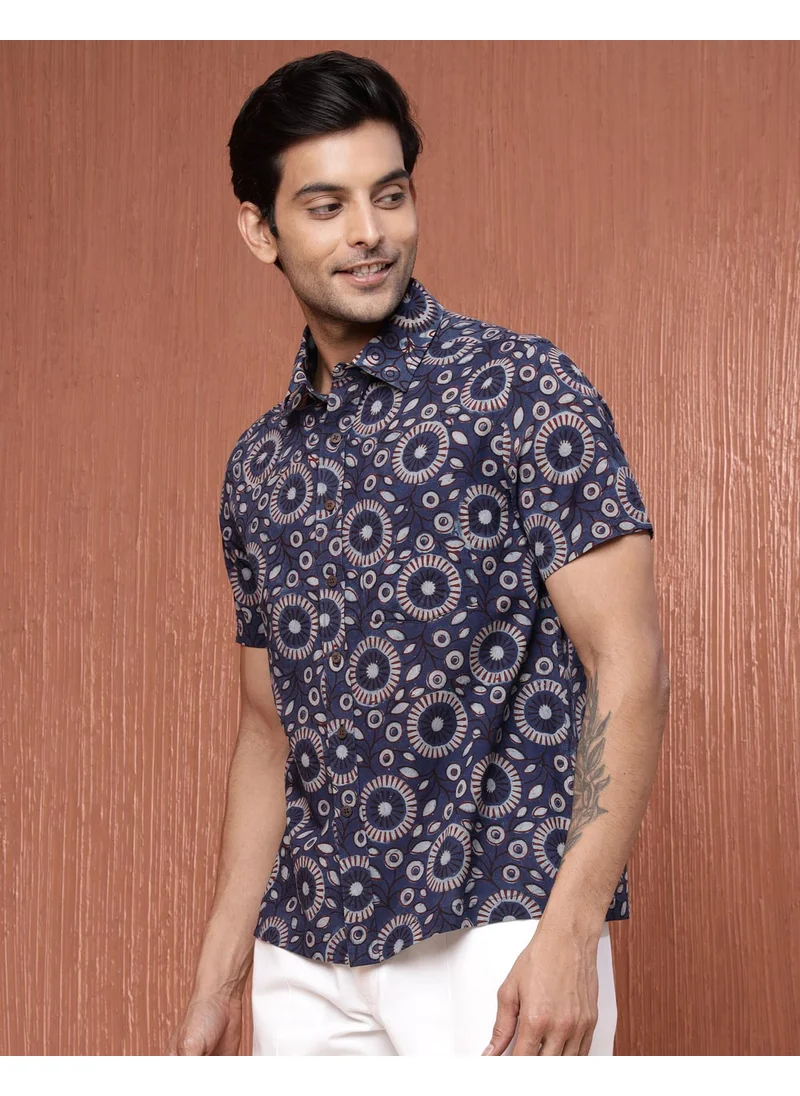 Fabindia Indigo Cotton Bagh Printed Shirt