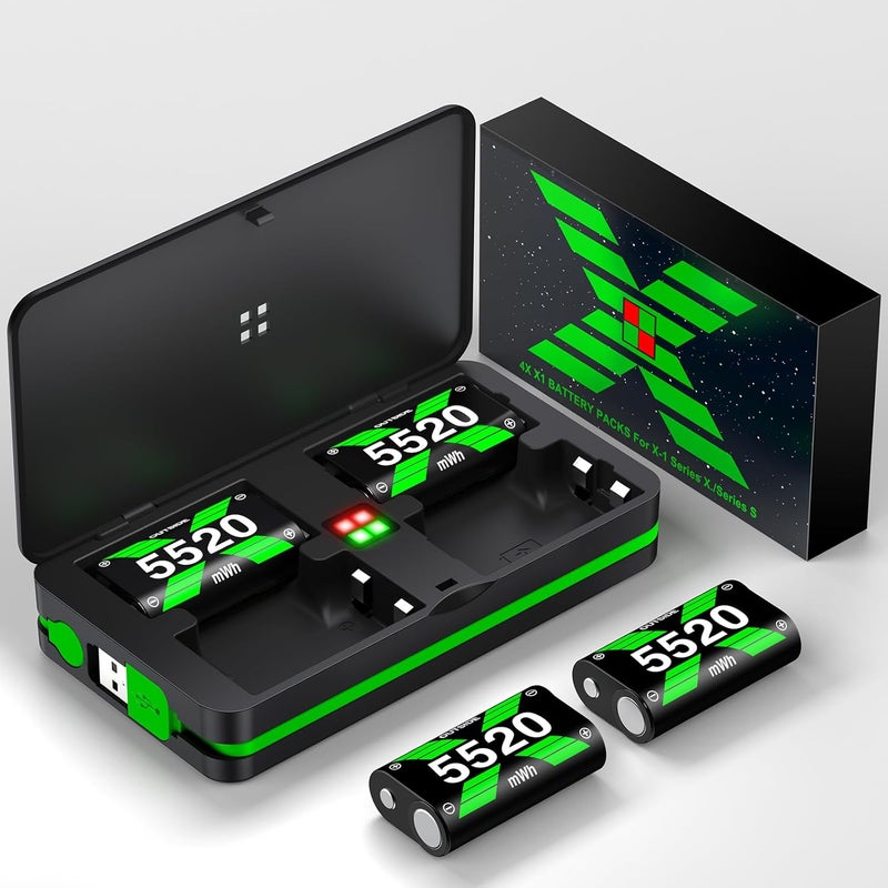 حزمة بطارية سريعة الشحن لأجهزة تحكم Xbox، بطارية قابلة لإعادة الشحن 4x6240mWh (2600mAh) متوافقة مع أجهزة تحكم Xbox One/Xbox Series X|S/Xbox One S|X/Xbox One Elite والإكسسوارات - Image 1