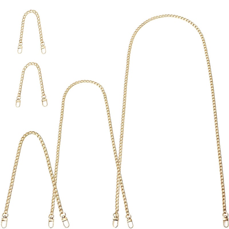 Canlierr 5 Pieces Replacement Flat Chains Iron Bag Chains Handbag Chain Straps Purse Chain Bag Strap Replacement Chain Purse Link Chains with Metal Slide Hook Buckles for DIY Handbags Crafts 4 Sizes - Image 1