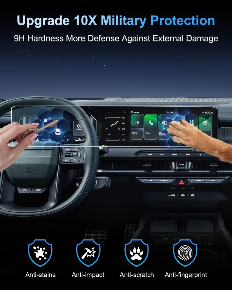 (2PC) 2027 Telluride Screen Protector For 2027 Kia Telluride (S/LX/EX/X-Line EX/SX/X-Line SX/SX Prestige/X-Line SX Prestige/X-Pro SX Prestige) Dual 12.3-inch Panoramic Display 2027 Telluride Interior Accessories HD Transparent Nano Film - Image 4