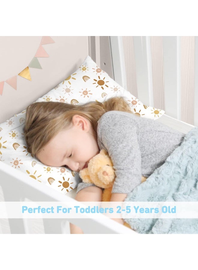 Babebay Toddler Pillow, 13X18 Toddler Pillows for Sleeping, Machine Washable Kids Pillow with Pillowcase, Perfect for Travel, Toddlers Cot (Sunshine Rainbow) - Image 2
