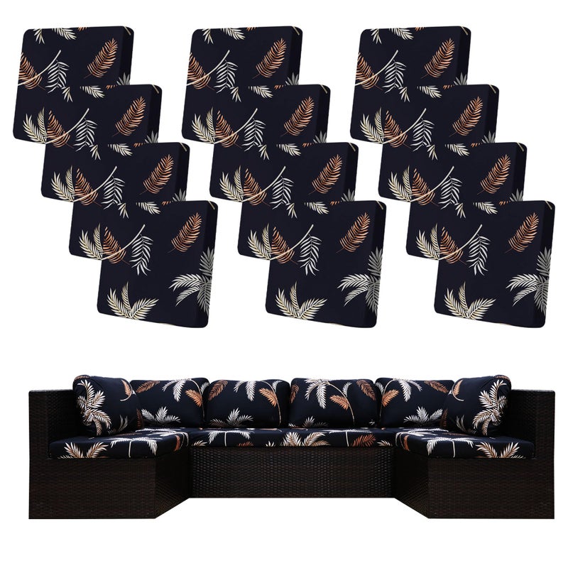 BIETYONE 12Pcs Stretch Patio Cushion Covers,Outdoor Couch Covers Replacement,Outdoor Couch & Sofa Slipcovers,for Patio Furniture Cushion Covers,Washable Reusable Furniture Protector (Coconut Ttrees,Cover Only) - Image 1