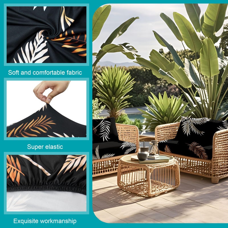 BIETYONE 12Pcs Stretch Patio Cushion Covers,Outdoor Couch Covers Replacement,Outdoor Couch & Sofa Slipcovers,for Patio Furniture Cushion Covers,Washable Reusable Furniture Protector (Coconut Ttrees,Cover Only) - Image 3