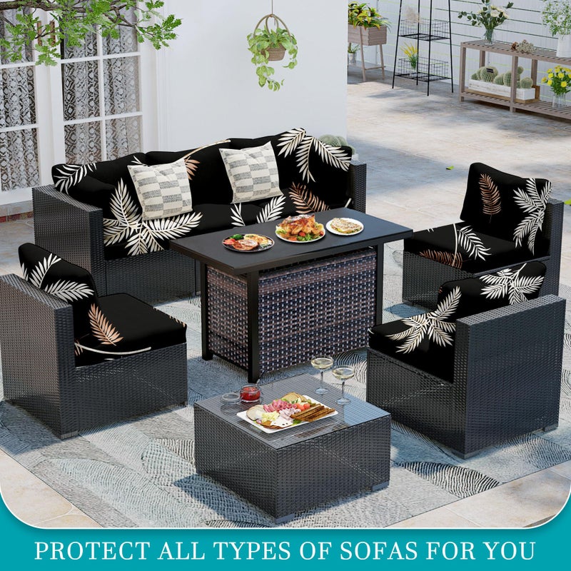 BIETYONE 12Pcs Stretch Patio Cushion Covers,Outdoor Couch Covers Replacement,Outdoor Couch & Sofa Slipcovers,for Patio Furniture Cushion Covers,Washable Reusable Furniture Protector (Coconut Ttrees,Cover Only) - Image 4