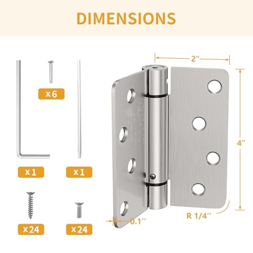 Luxbaro 3 Pack Self Closing Door Hinges 4 Inch Spring Loaded Door Hinges Adjustable Tension for Garage Front Door Back Door for Left and Right Hand Door 14 Radius Corners UL Listed - Image 3