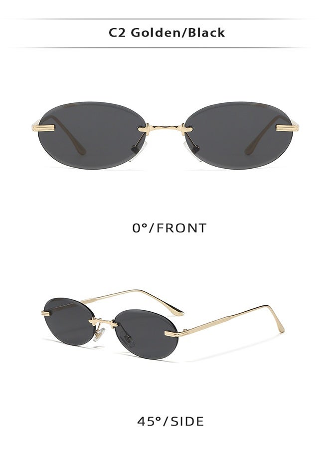 نظارات شمسية بدون إطار بتصميم دائري معدني بدون إطار للرجال والنساء بشعار مخصص - Image 4