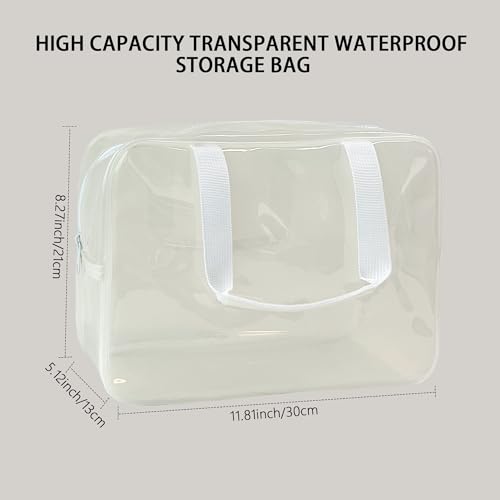 TotePrint PVC Clear Pure Color Transparent Large Zipper Cosmetic Pouch Travel Makeup Cosmetic Bag with Handle for Travel Bathroom Toiletry Organizer (A23014-101-44) - Image 2