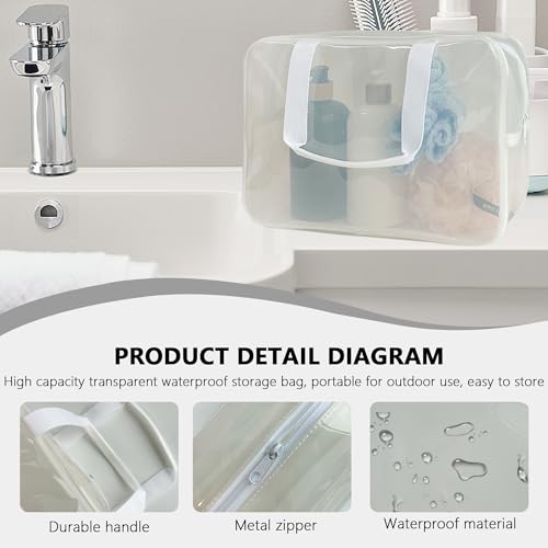 TotePrint PVC Clear Pure Color Transparent Large Zipper Cosmetic Pouch Travel Makeup Cosmetic Bag with Handle for Travel Bathroom Toiletry Organizer (A23014-101-44) - Image 3