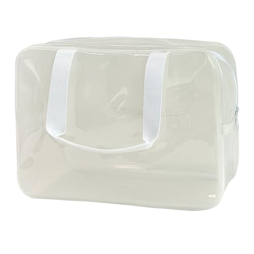 TotePrint PVC Clear Pure Color Transparent Large Zipper Cosmetic Pouch Travel Makeup Cosmetic Bag with Handle for Travel Bathroom Toiletry Organizer (A23014-101-44) - Image 1