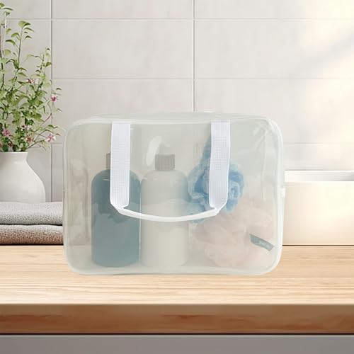 TotePrint PVC Clear Pure Color Transparent Large Zipper Cosmetic Pouch Travel Makeup Cosmetic Bag with Handle for Travel Bathroom Toiletry Organizer (A23014-101-44) - Image 4