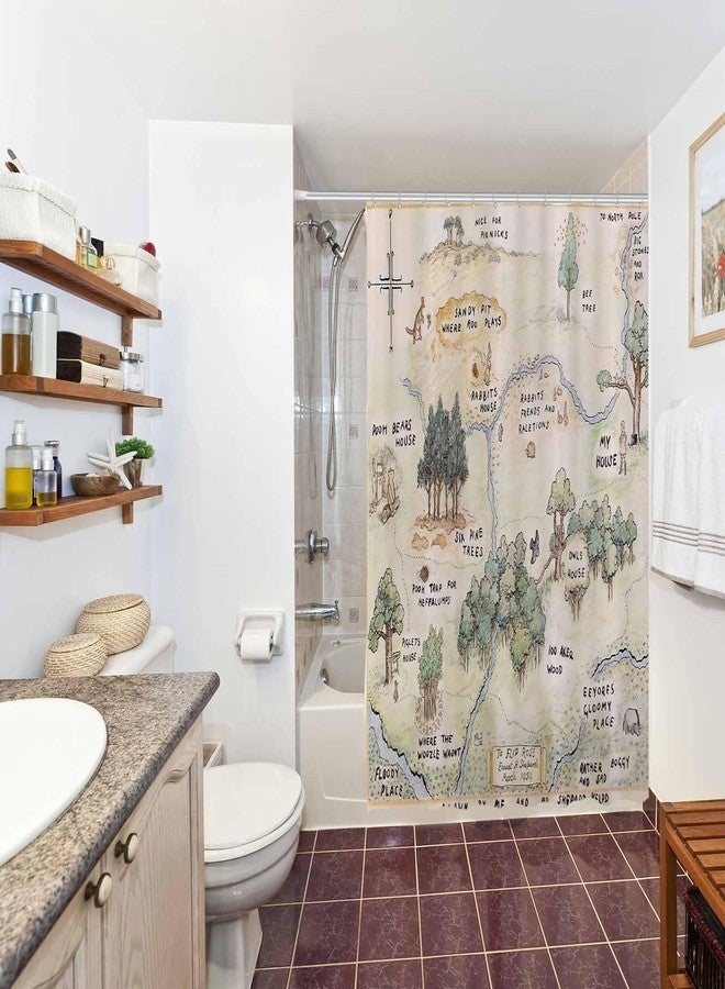 Funnytree Honey-Loving Bear Shower Curtain, Children's Literature Bathroom Decor, Waterproof Fabric Durable Easy Care Washable, 72"X72"(Hooks Not Included) SC00076-002 - Image 5