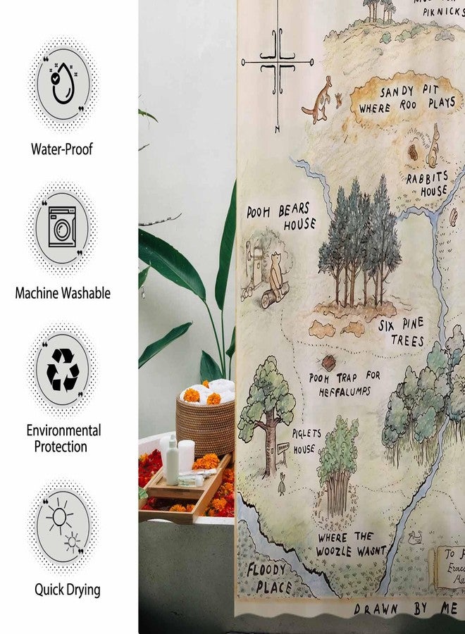 Funnytree Honey-Loving Bear Shower Curtain, Children's Literature Bathroom Decor, Waterproof Fabric Durable Easy Care Washable, 72"X72"(Hooks Not Included) SC00076-002 - Image 4