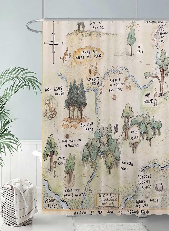 Funnytree Honey-Loving Bear Shower Curtain, Children's Literature Bathroom Decor, Waterproof Fabric Durable Easy Care Washable, 72"X72"(Hooks Not Included) SC00076-002 - Image 2