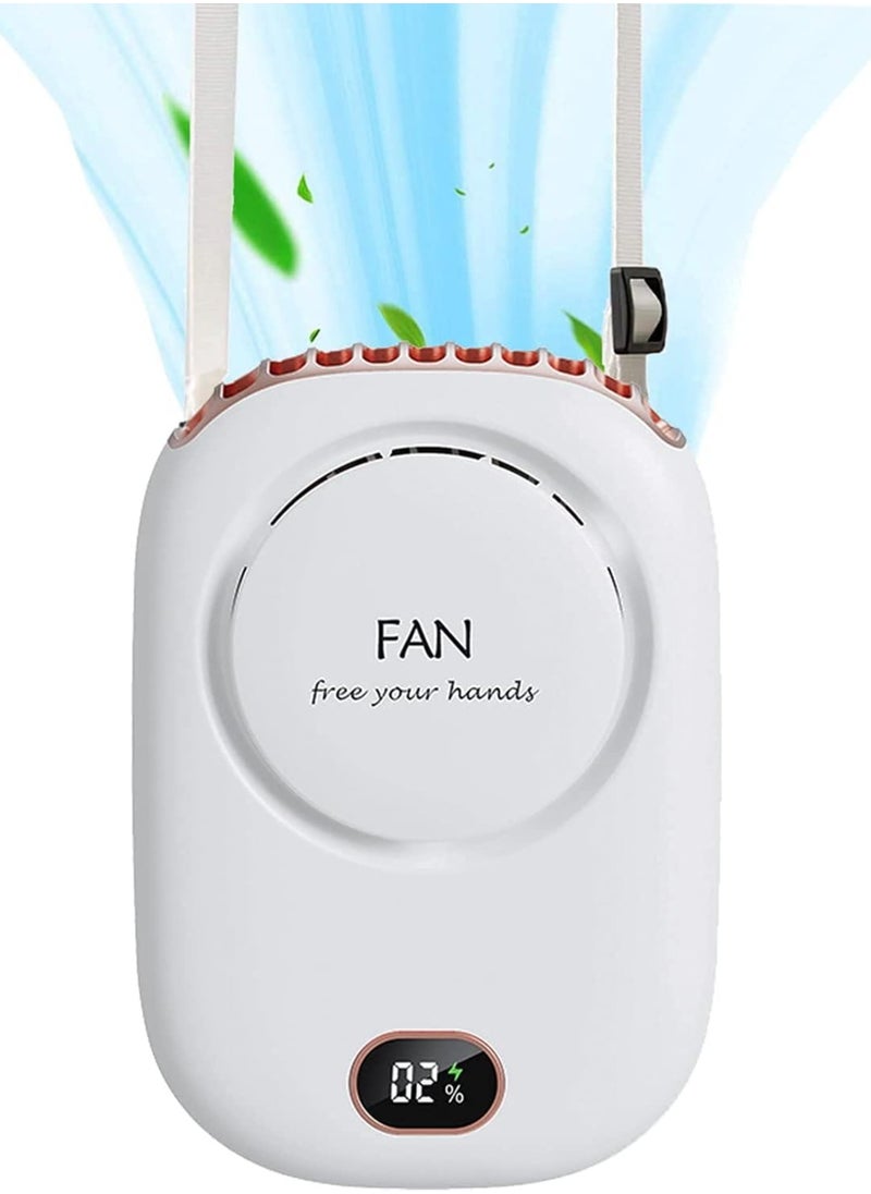 YUNSYE YUNSYE Portable Hanging Neck Fan, USB Portable Neck  white color Fan, Mini Hanging Neck Fan with Adjustable Lanyard and Bracket,3 Speed for Women Kids Girls Men Outdoor Travel Camping Park Fan  - Image 1
