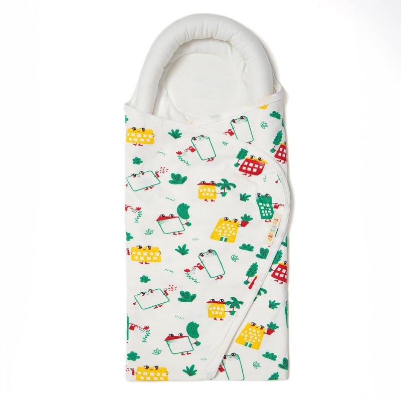 TIDY SLEEP Baby Swaddle Wrappper Adjustable for Newborn || 100% Cotton Soft || Newborn Blanket for 0-3 Months (White Wild City) - Image 5