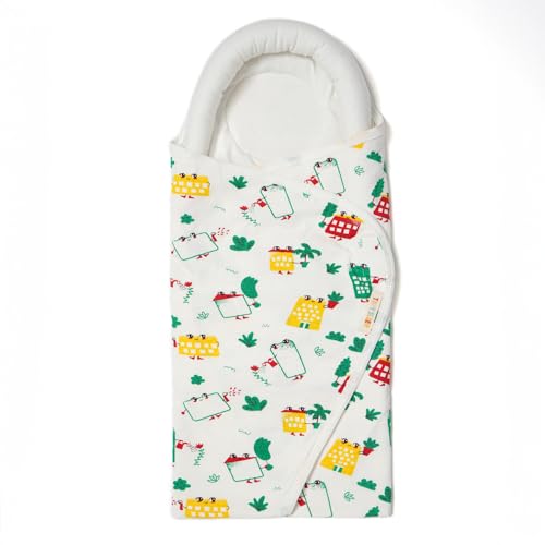 TIDY SLEEP Baby Swaddle Wrappper Adjustable for Newborn || 100% Cotton Soft || Newborn Blanket for 0-3 Months (White Wild City) - Image 1