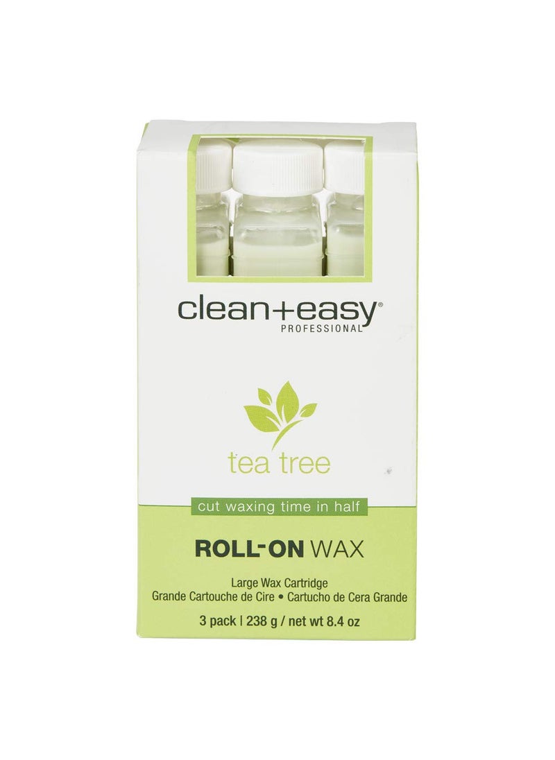 Clean + Easy Clean + Easy Large Tea Tree Creme Wax Refill For Facial And Body Hair Removal - 3 pack 