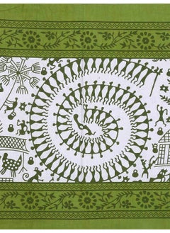 ART WORLD ART WORLD Double Bed Sheet with Pillow Covers Pure Cotton Traditional Printed Bed Cover Queen Size Green  - Image 4