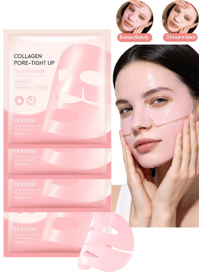 MOOYAM Collagen Pore-Tight Up Smooth Mask, Brightening, Hydrating, Firming and Moisturizing, Pore Refining & Moisturizing Treatment, Real Deep Mask Daily Skincare for All Skin Types 4Pcs - Image 1
