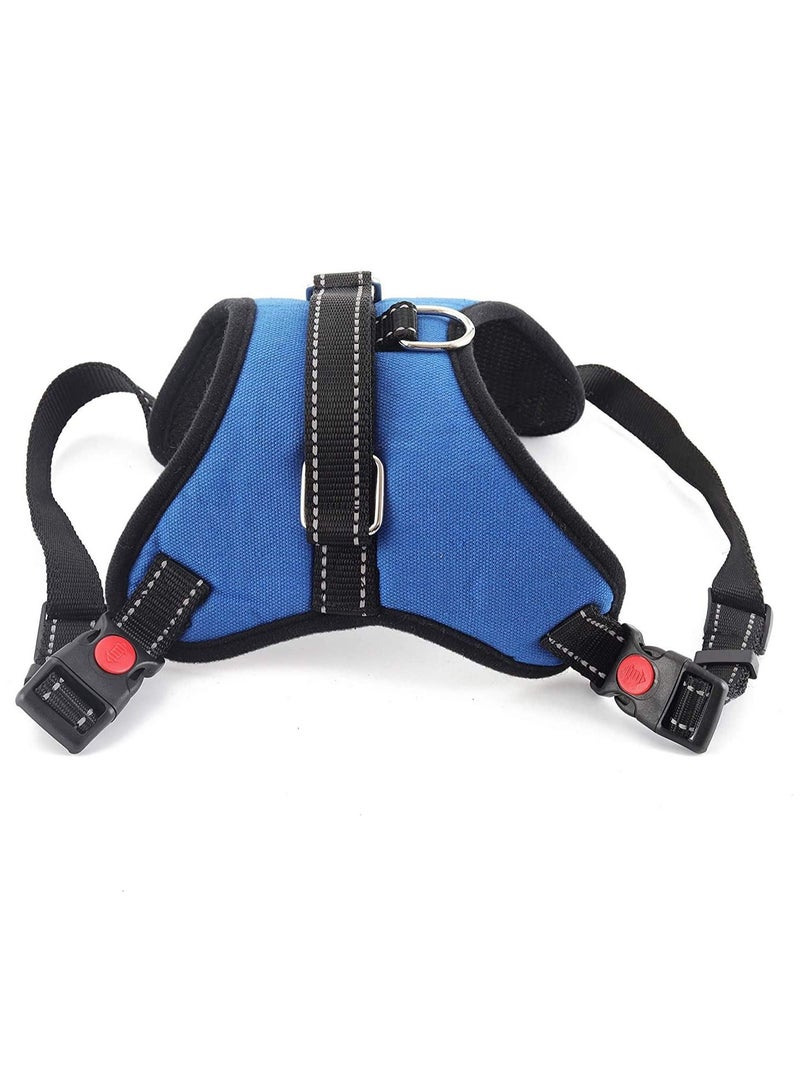 Harness Reflective Body Padded Vest with Handle Adjustable for Dog Walking (Blue M) - Image 1