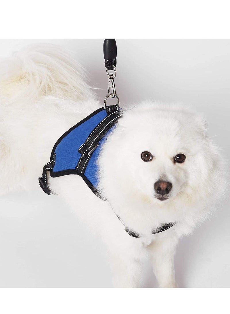 Harness Reflective Body Padded Vest with Handle Adjustable for Dog Walking (Blue M) - Image 3