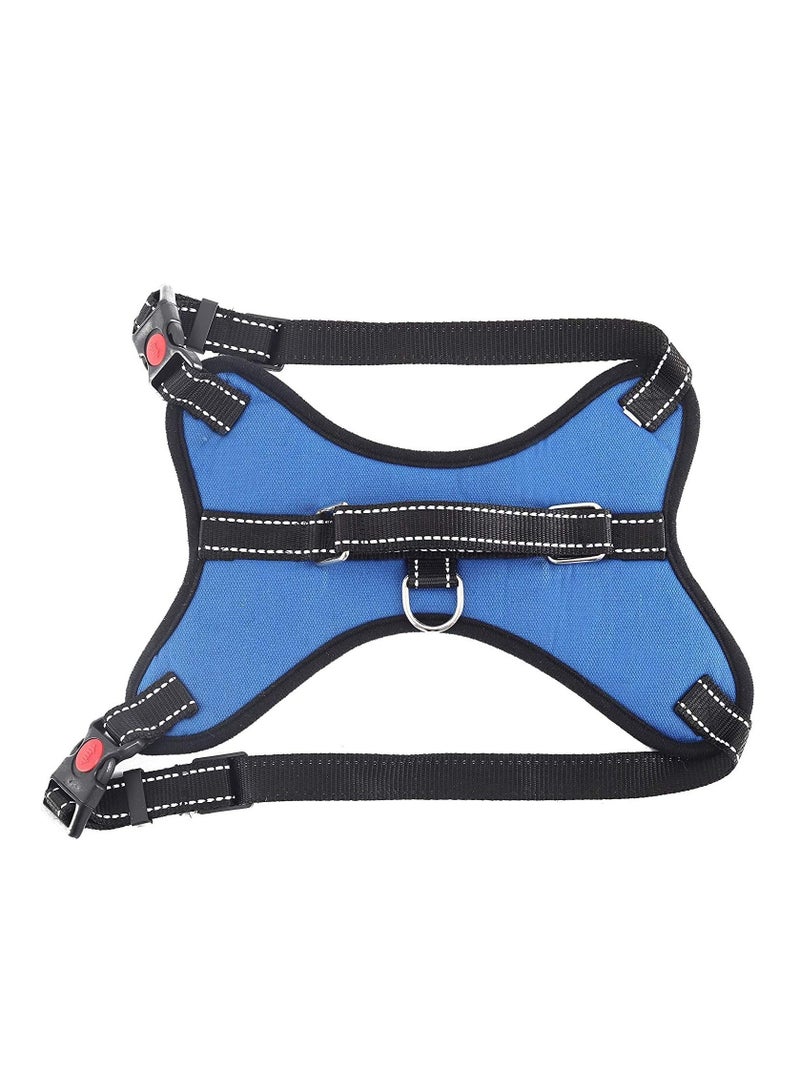 Harness Reflective Body Padded Vest with Handle Adjustable for Dog Walking (Blue M) - Image 4